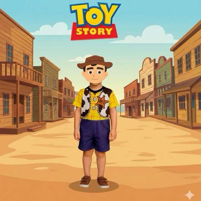 Fantasia Infantil Menino Cosplay Woody Estampa 3D Look Tema Estilo Cowboy Achadinho Crianças Festa