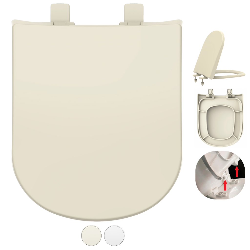 Assento Tampa Vaso Vogue Deca Polipropileno Creme Bege Retira Fácil 1.6gpf