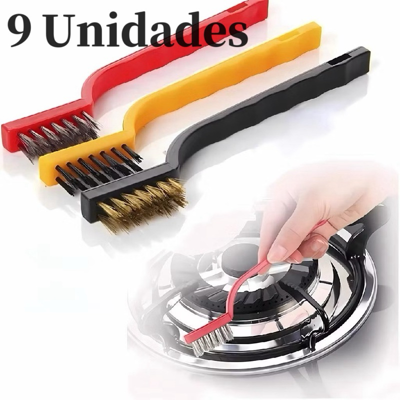 Kit 9 Unidades  Escovas de Limpeza Cedas Aço Latão Náilon Grelha Fogão em Oferta na Shopee