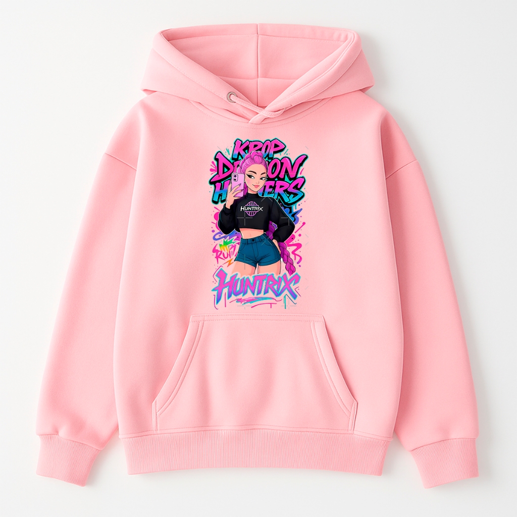 Blusa de Frio Infantil KPOP Caçadoras de Demonios Juvenil Moletom Canguru