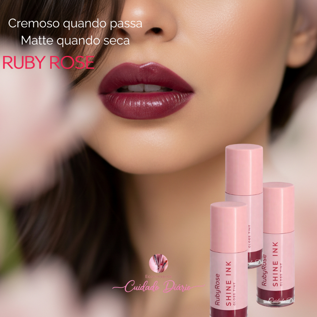 Batom labial Shine ink Tint Ruby Rose | Batom Cremoso | efeito glossy e Matte longa duraçao