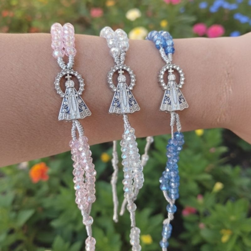 Pulseira Terço de Pulso Cristal Nossa Senhora Aparecida Resplendor em Oferta na Shopee