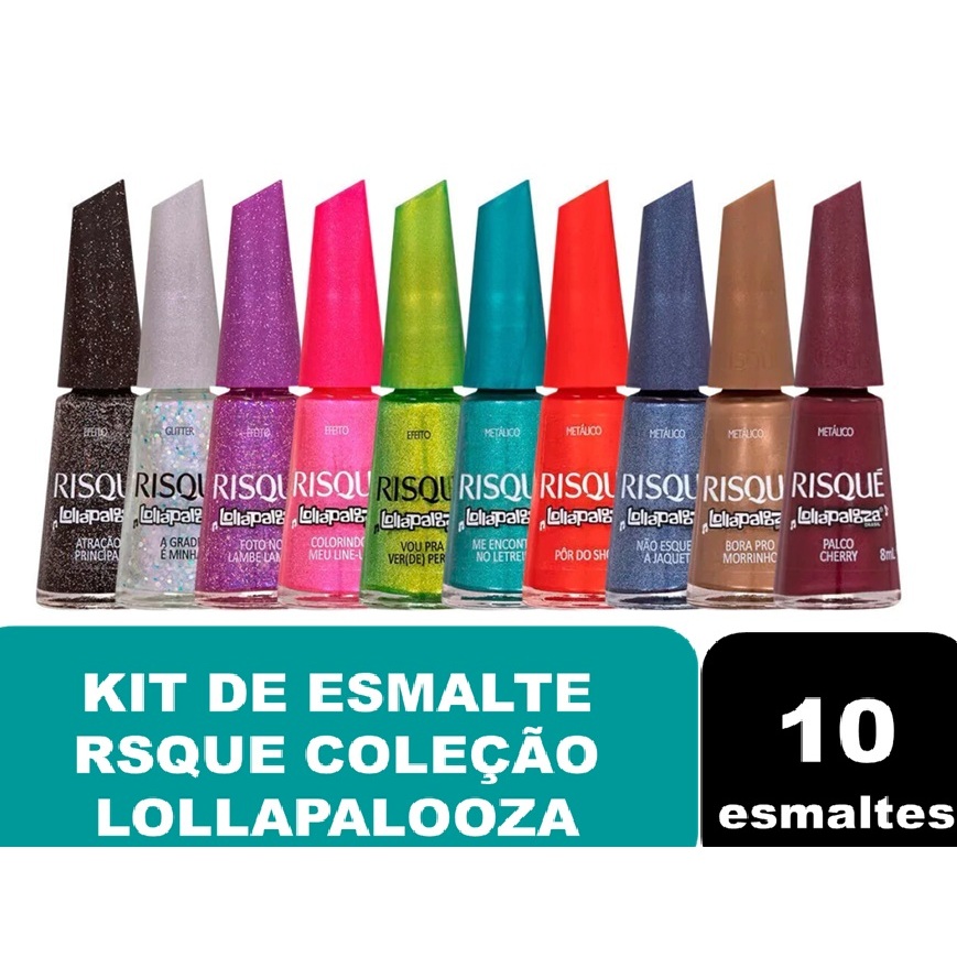 Kit de Esmaltes Risqué Coleção Lollapalooza Brasil (10 cores) em Oferta na Shopee