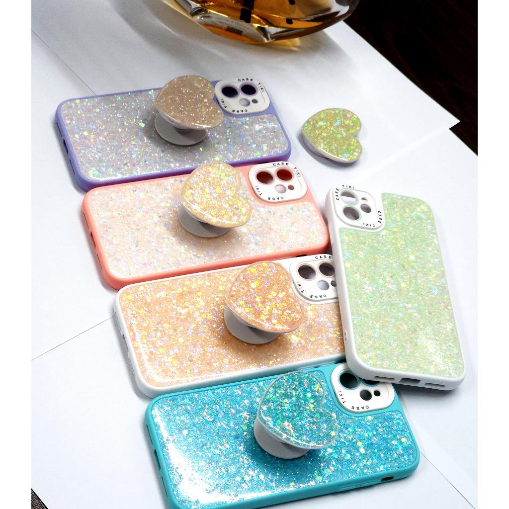 Capa para Samsung A04 A04E  Glitter Brilhante com coração POPCLIP | Capa Antichoque