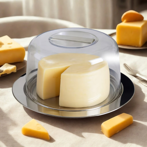 Queijeira de Inox e Tampa Acrílica, Porta Queijos e Ricotas. em Oferta na Shopee