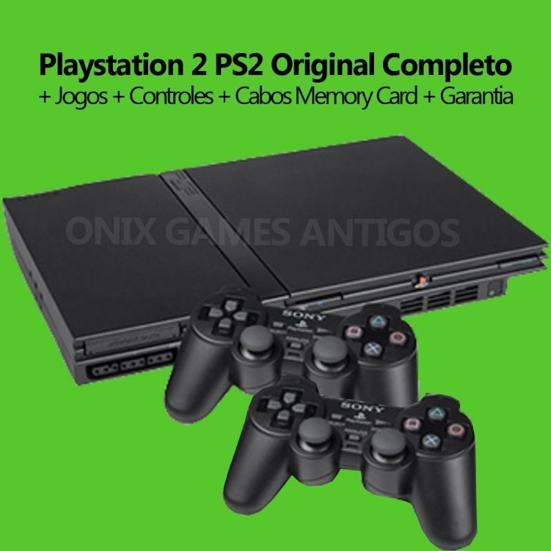 Playstation 2 Original 1 Console, 2 Controles, Cabos Memory Card + 3 Jogos