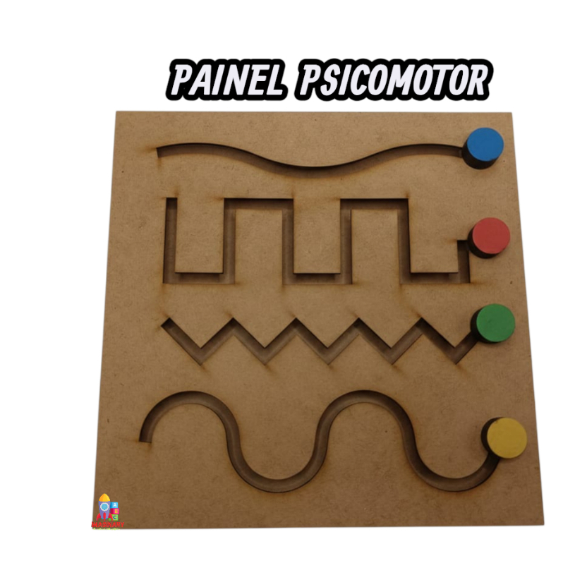 PAINEL PSICOMOTOR EDUCATIVO PEDAGÓGICO - 4 LINHAS EM MADEIRA MDF