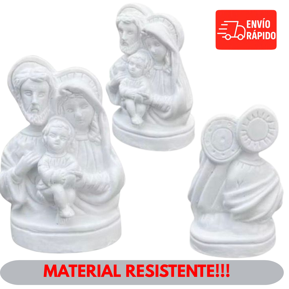 Kit 10und Busto Sagrada Família 7cm Gesso Cru Lembrancinha Casamento Padrinho Artigo Religioso.
