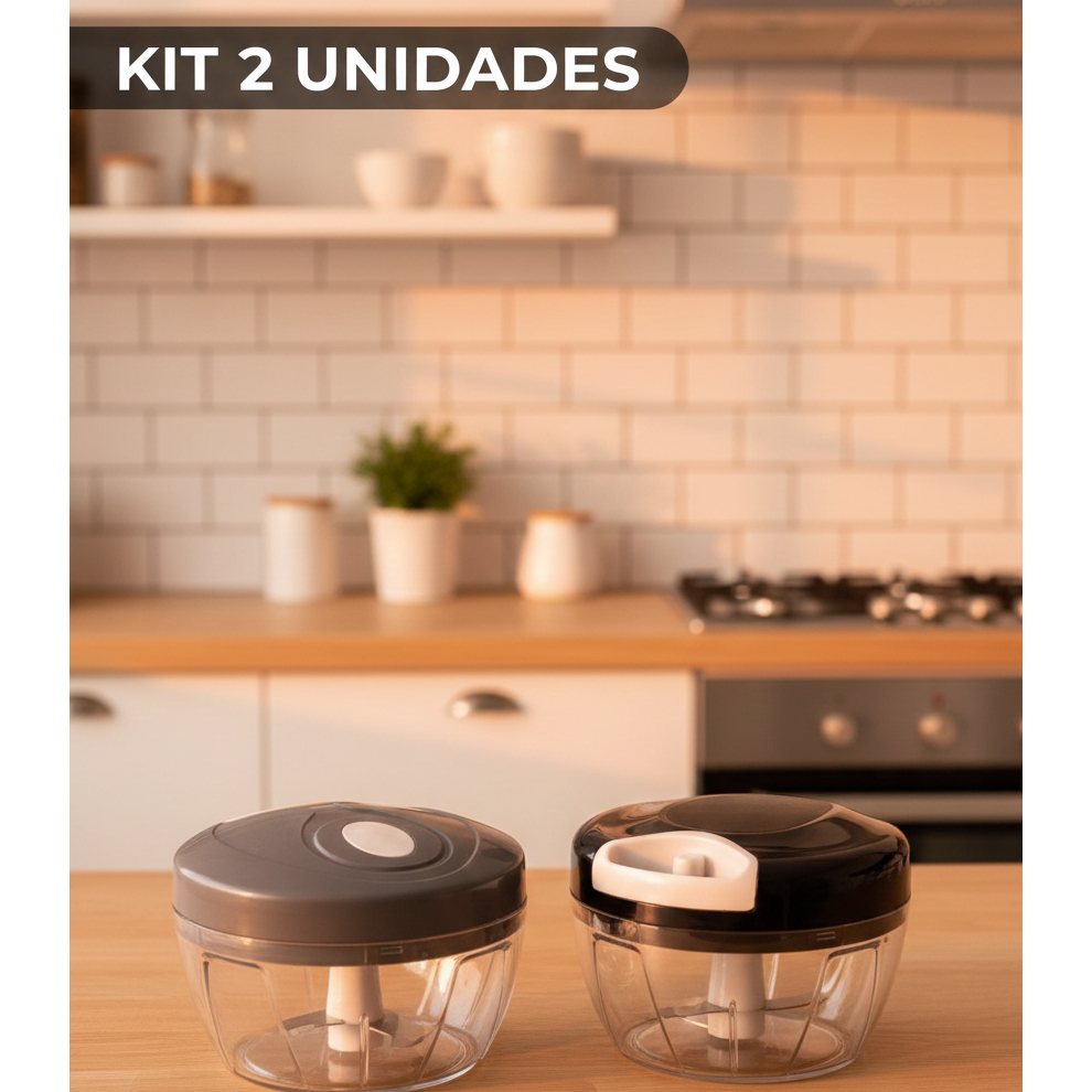 Kit 2 Processadores Triturador Manuais 500ml 3 Lâminas Inox | Alho, Cebola e Legumes em Oferta na Shopee