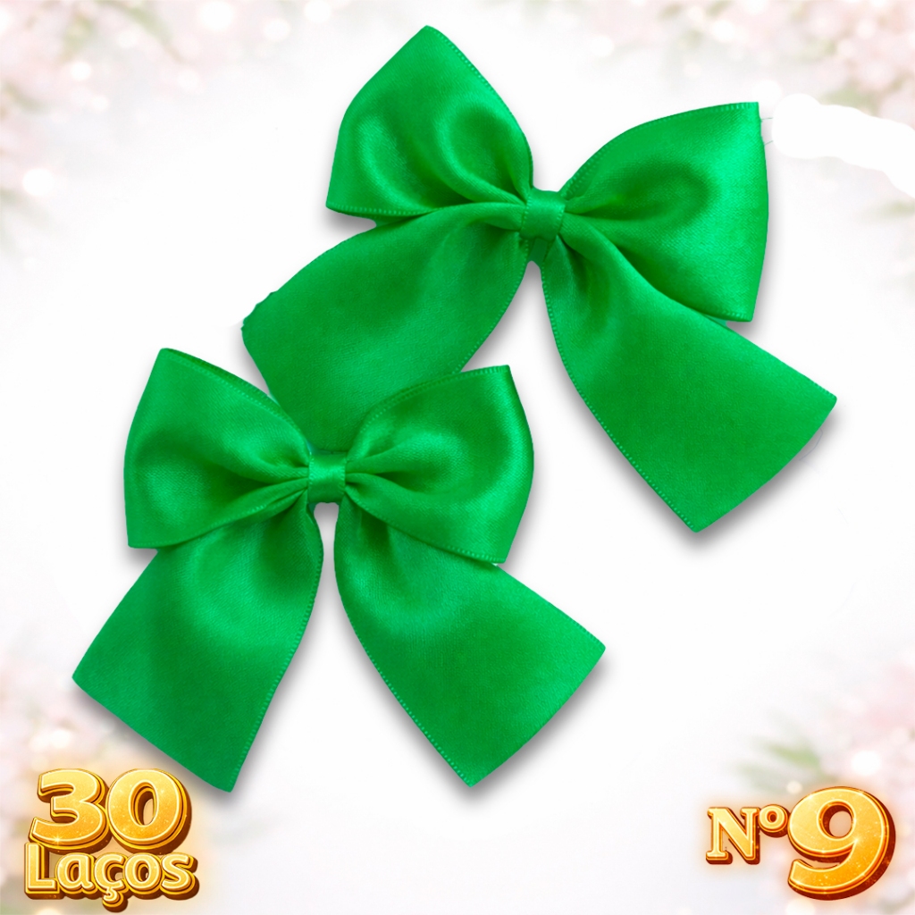 Kit Laços de Cetim com Fitilho – Nº9 (9x9cm) – 30 | 60 | 100 Unidades – Pronto para Amarrar
