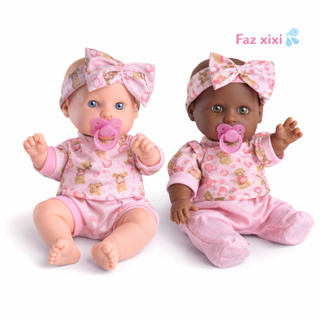 Boneca Bebê Reborn Faz Xixi 30cm Milk Baby’s Kit Mamadeira Chupeta Fraldinha Branca ou Morena em Oferta na Shopee