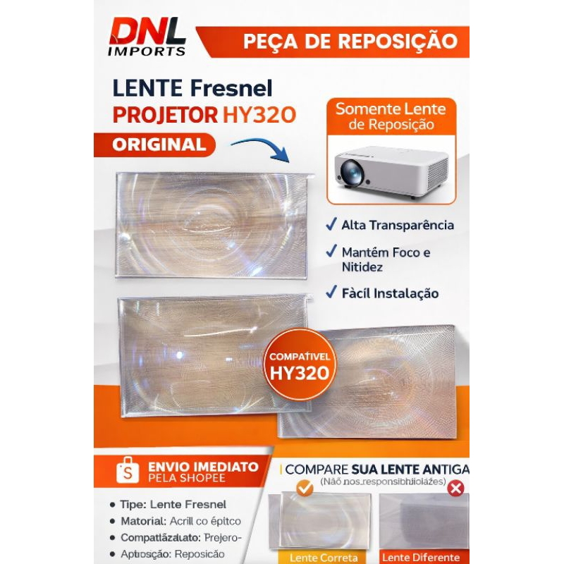 LENTE FRESNEL PARA PROJETOR HY320 – PEÇA DE REPOSIÇÃO em Oferta na Shopee