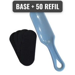 Kit Lixa Base + 50 Lixa Refil Descartåvel Pedicure p/ os Pés PRETO