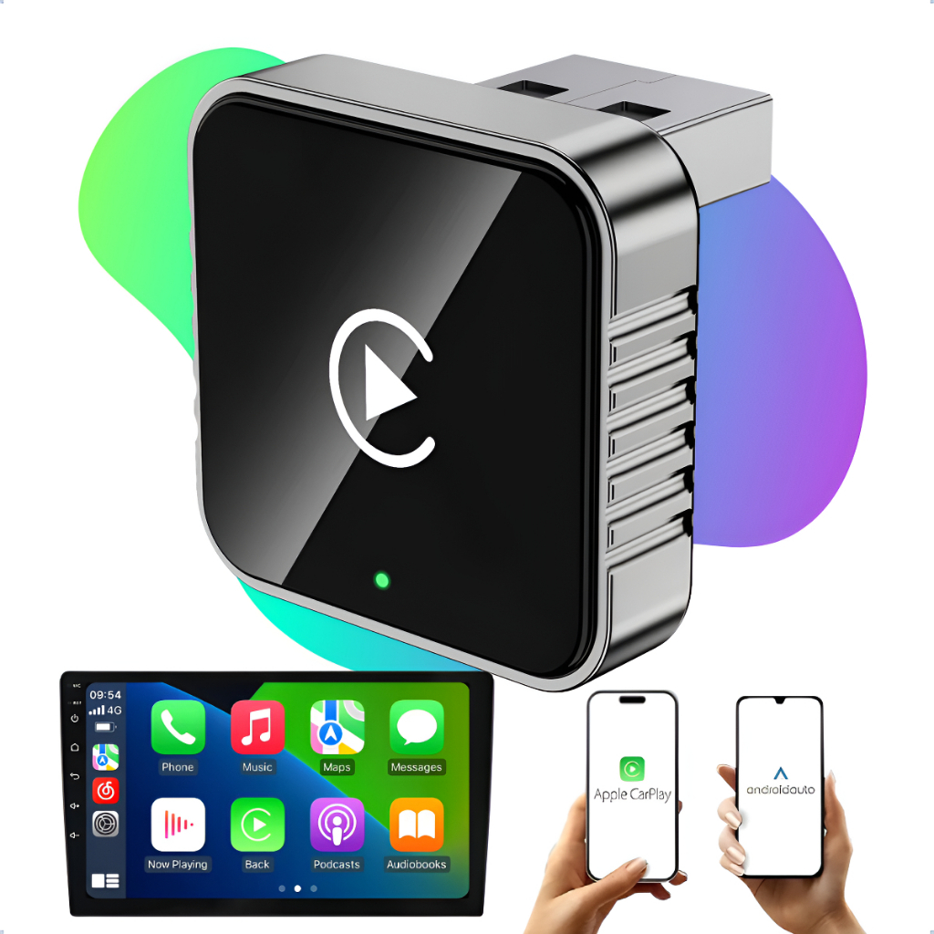 Carplay Adaptador Sem Fio Android Auto 2 Em 1 Slim E Potente  clip-icon  Carplay Adaptador Sem Fio Android Auto 2 Em 1
