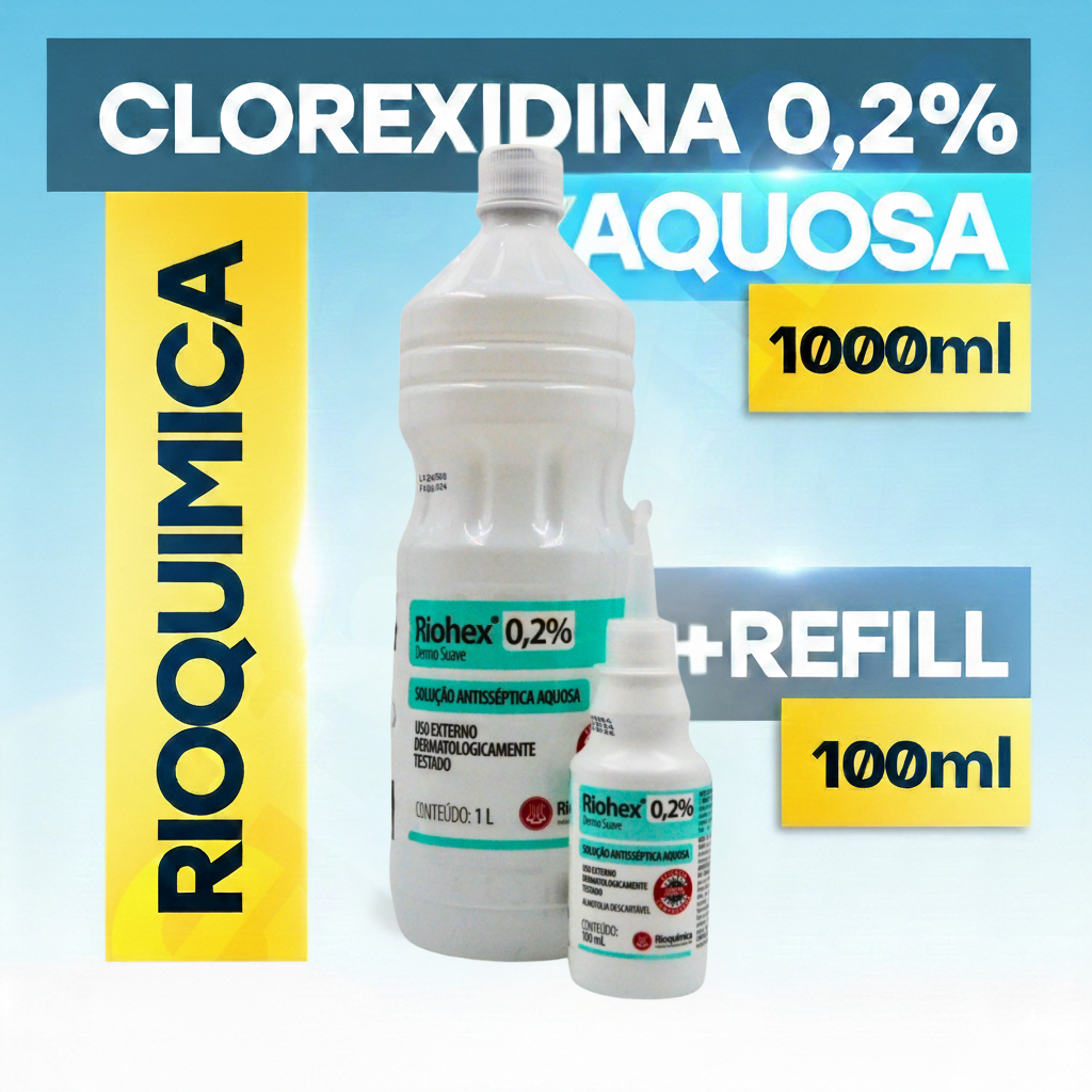 Riohex 0,2 1 LITRO + REFIL 100ml Solução Aquosa - Rioquímica