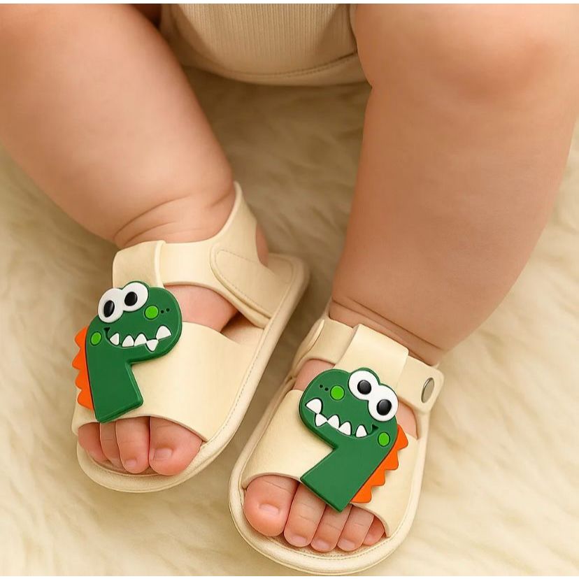 Sandália Bebê Primeiros Passos Ursinho Dino Antiderrapante 0 a 12 Meses