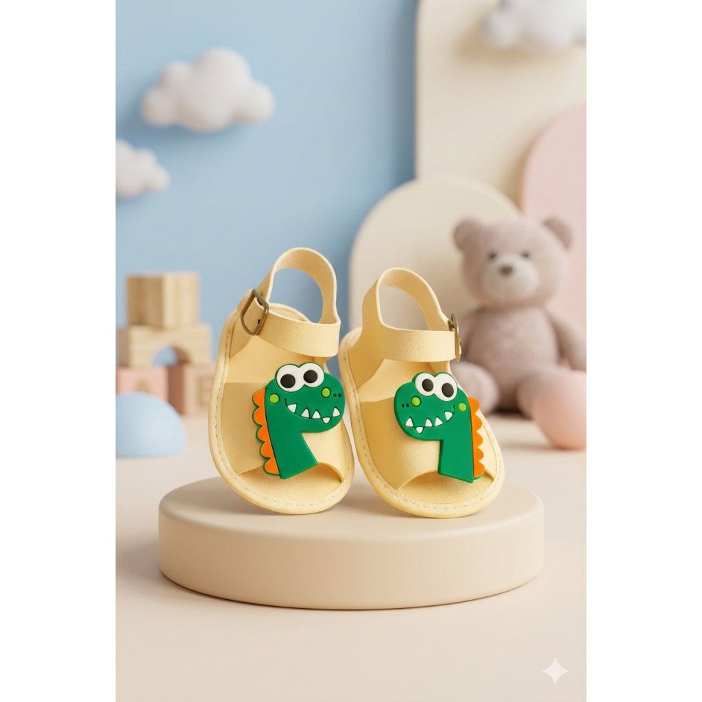 Sandália Bebê Primeiros Passos Antiderrapante Ursinho Dino em Oferta na Shopee