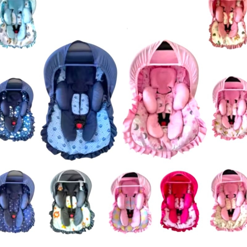 Kit bebê conforto 5 peças. Tamanho Universal capa redutor capota protetor  cinto Galzerano Burogotto