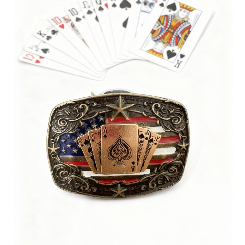 Fivela Envelhecida Contry Baralho Peão Cowboy Metal Alto Relevo em Oferta na Shopee