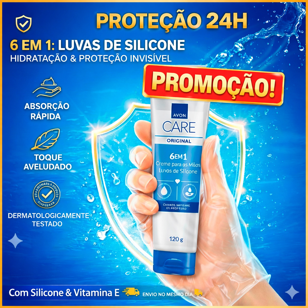 Creme de Mãos Avon Care Luvas de Silicone 120g Protetor Para Mãos 6 em 1 Hidratante