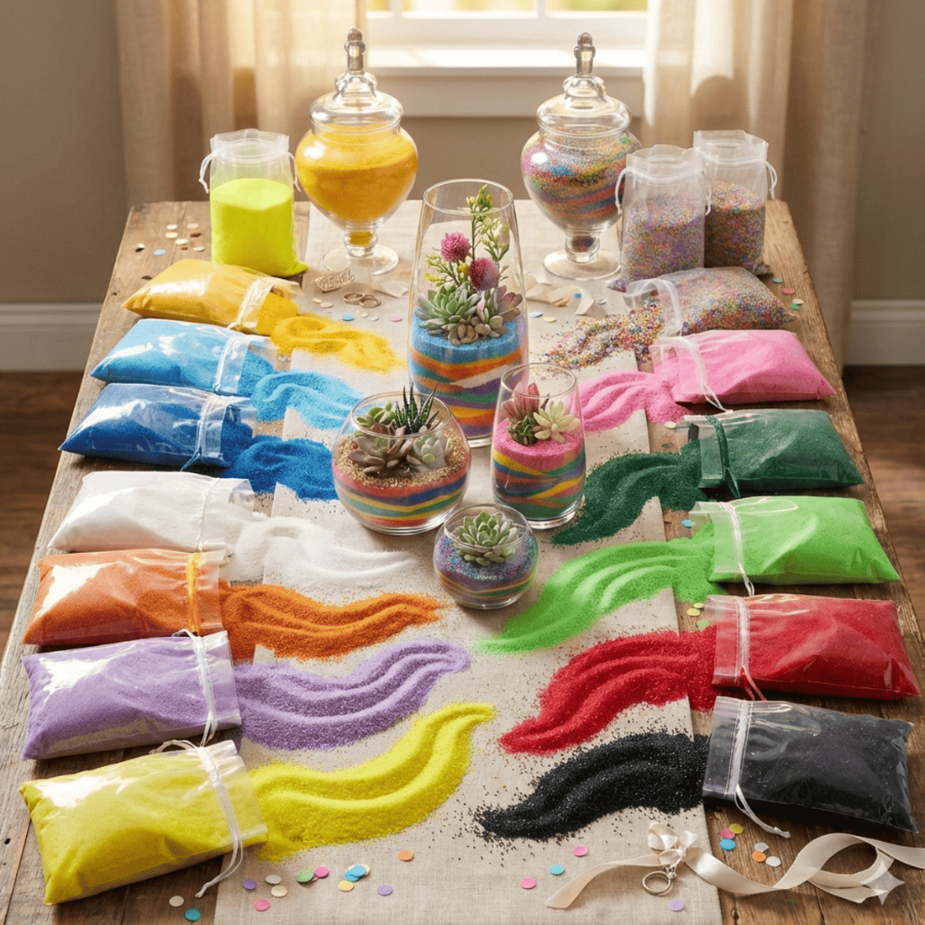 AREIA COLORIDA 1KG AREIA DECORATIVA VASOS DE VIDRO DECORAÇÃO DE GARRAFA CASAMENTOS ARRANJOS AQUÁRIO em Oferta na Shopee