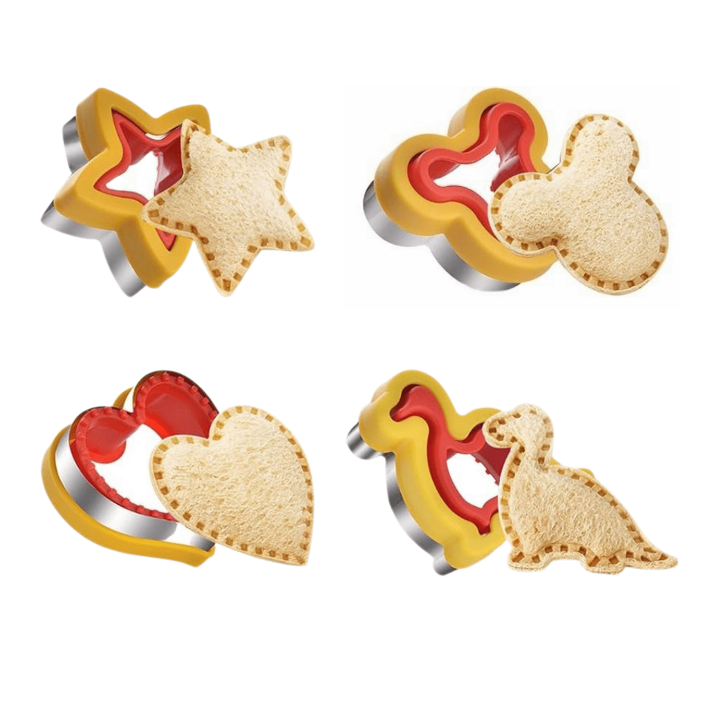 Cortador de Sanduíche Biscoito em Inox Desenhos Dinossauro Mickey Coração Estrela Frutas Pão em Oferta na Shopee