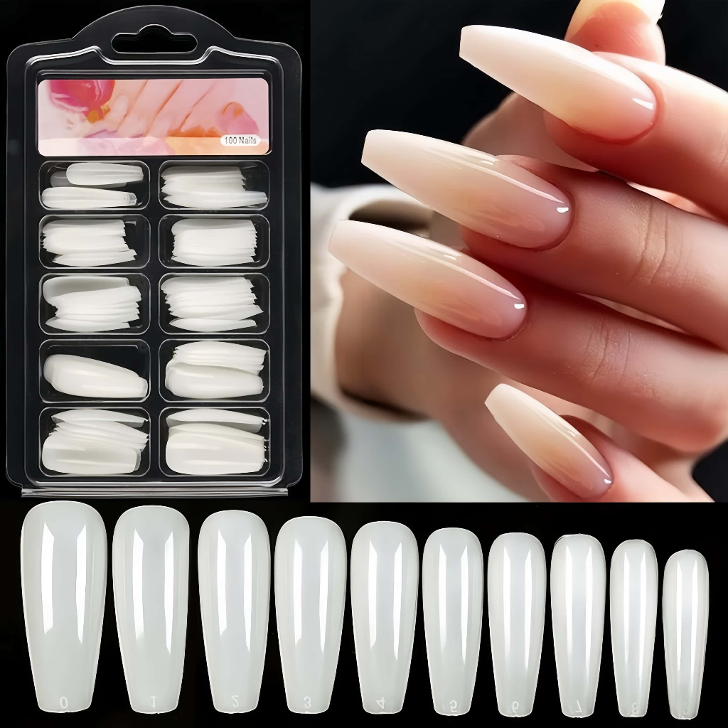 KIT 100 Unhas Postiça Bailarina Natural Nails  1 Pacote C/100 Unidades