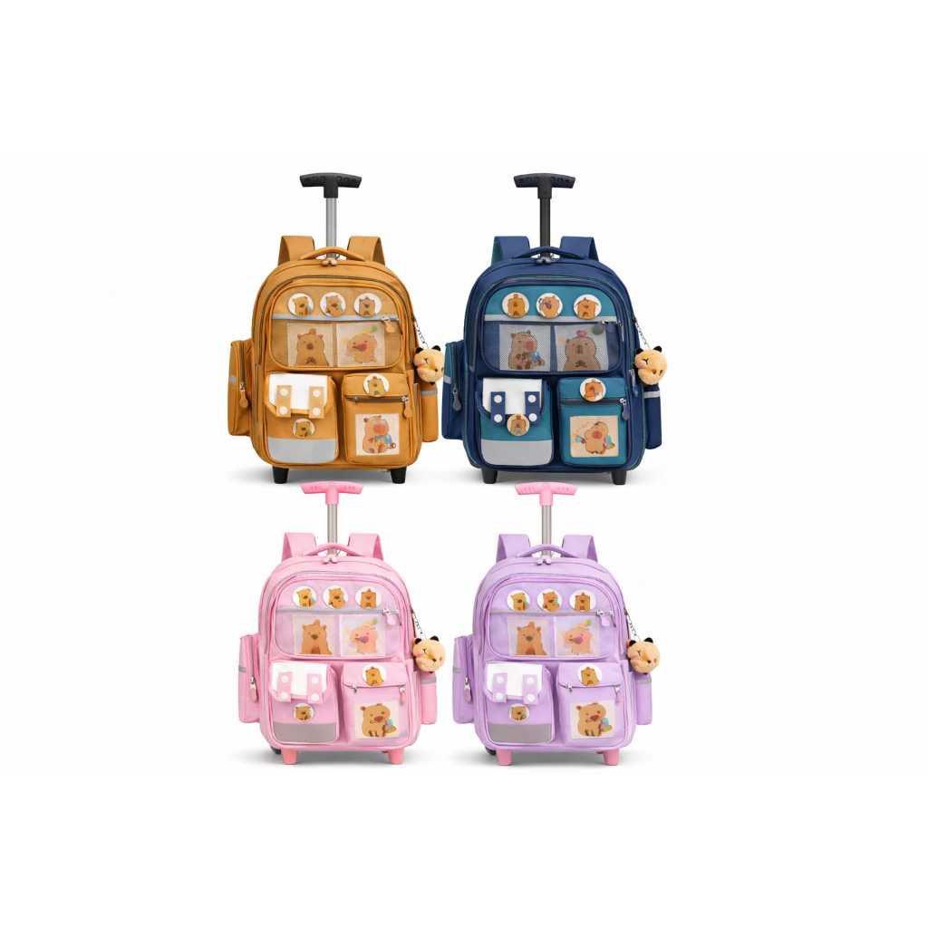 Mochila Capivara Com Rodinha Escolar Juvenil Com Chaveiro Pelúcia em Oferta na Shopee