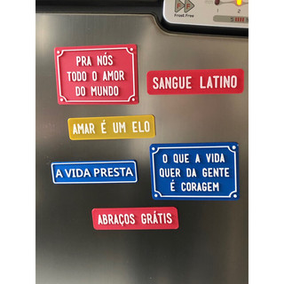 Plaquinha decorativa tipo de rua em ÍMÃ de geladeira com frases personalizadas imita placa rua casa