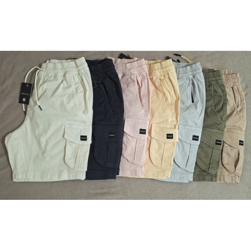Short Sarja Cargo com Elastano Masculino 5 Bolso envio Rápido