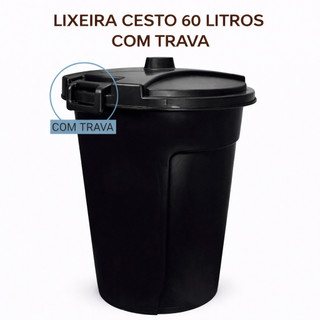 Lixeira Organizador Cesto 60 Litros Com Tampa Trava Roupas Lixos Brinquedos