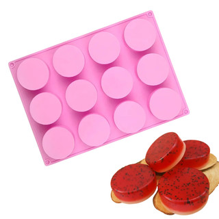 Molde de Silicone Sabonete Redondo Liso com 12 cavidades Forma Sabonete Artesanal 45g Doces Resina
