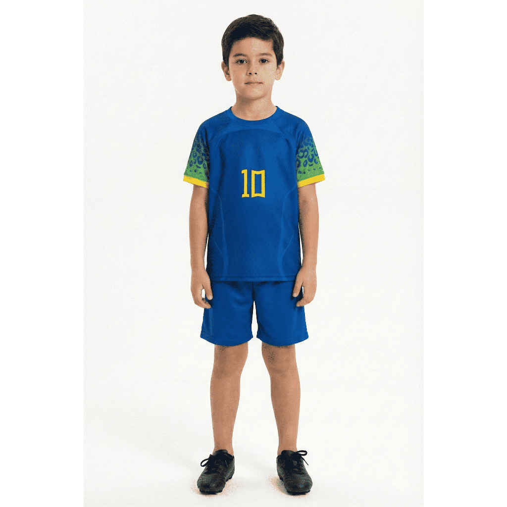 Camiseta e Shorts Infantil Uniforme Torcedor Brasileiro Unissex