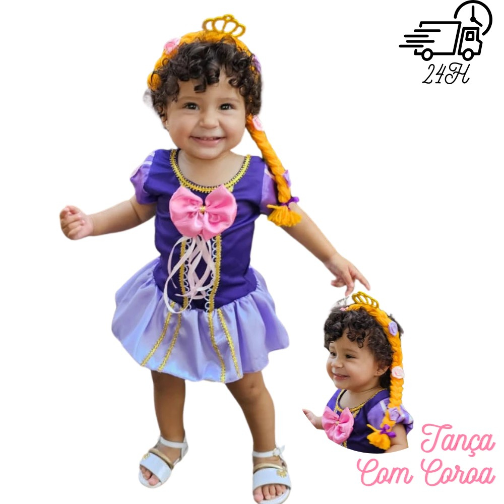 Fantasia  Princesa Rapunzel Menina Bebê com Trança em Oferta na Shopee