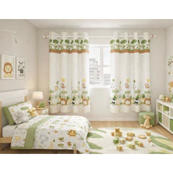 Cortina Estampada Infantil De Linho 220x140 Otima Qualidade