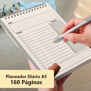 Planner diario A5 - 80 Páginas, um Organizador de Horários e Tarefas em Oferta na Shopee