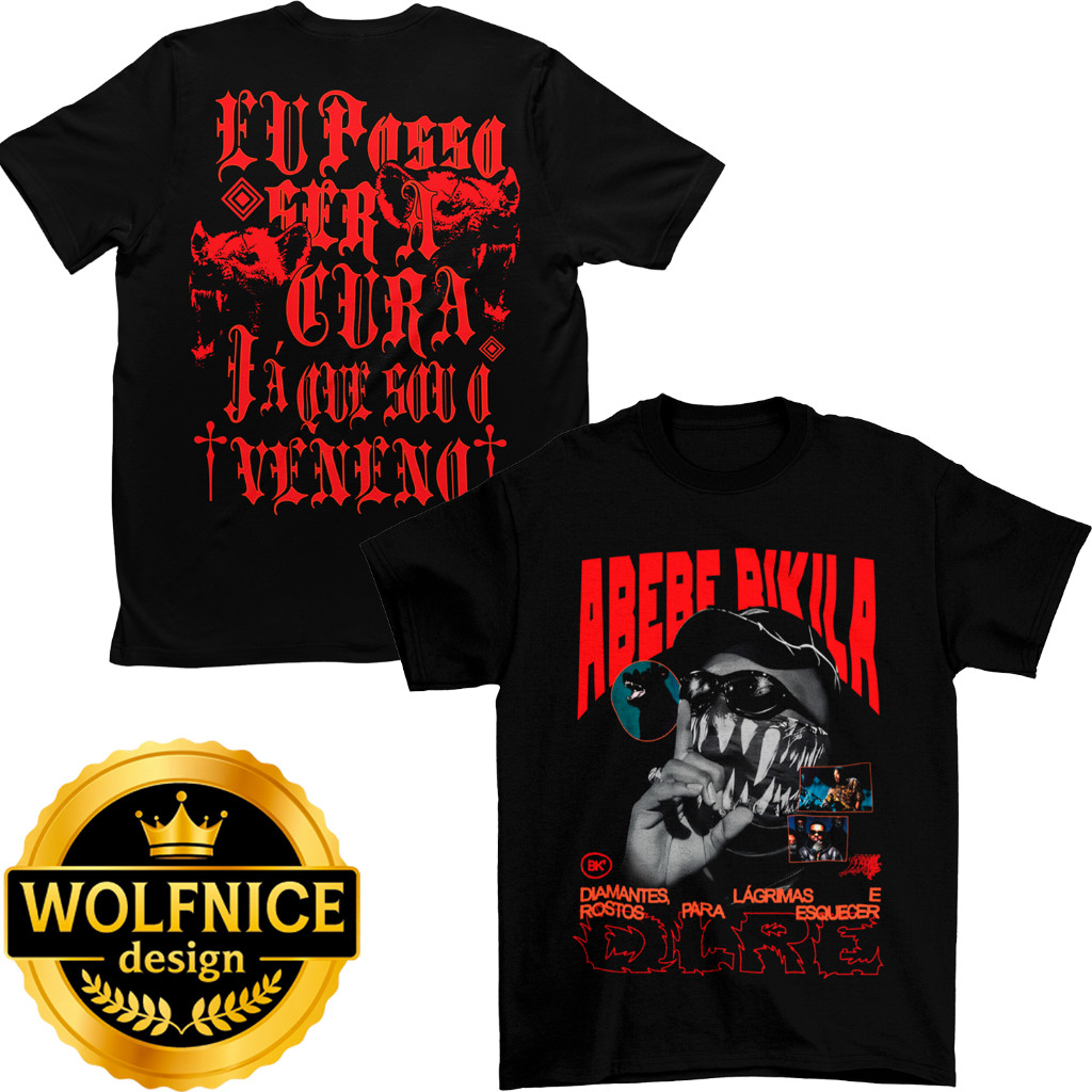 Camiseta BK Abebe Bikila DLRE Rapper Hip Rap Nacional Trap Hip Hop Camisa Preta Unissex Masculina Feminina Algodão DTF
