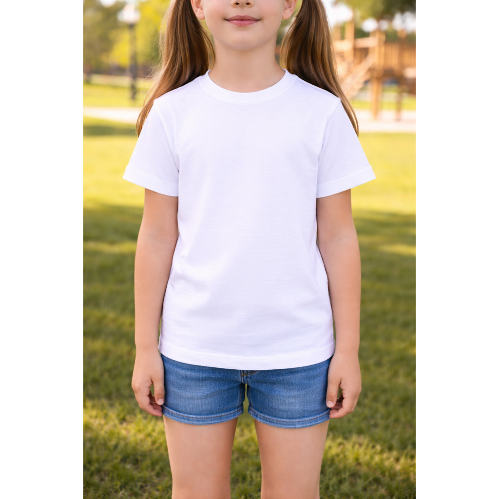 Camiseta Infantil Lisa Branca, Preta e Bege 100% Algodão Unissex Confortável