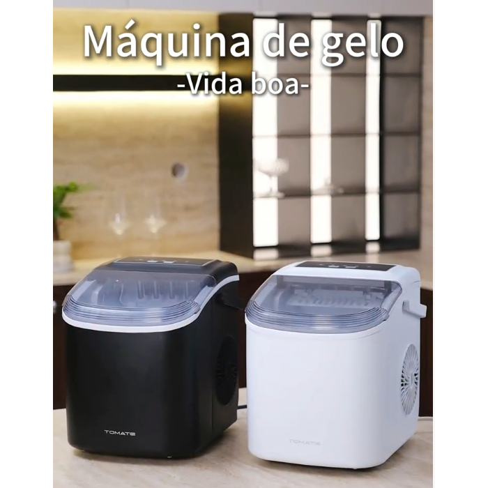Máquina Fabricador de Cubos de Gelo 1,3L TOMATE  Compacto e Eficiente Gelado Rápido a Qualquer Hora