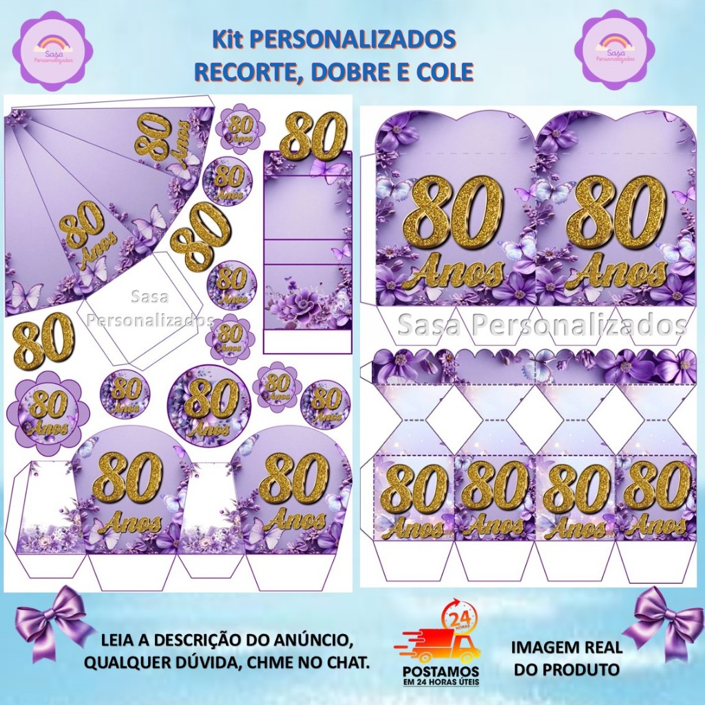IDADE 80 ANOS LEMBRANCINHA PERSONALIZADA COM OU SEM NOME - 80/160 ITENS - ENVIO IMEDIATO em Oferta na Shopee