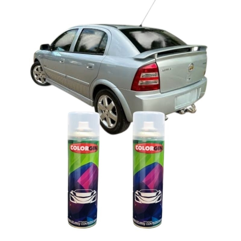 Spray Automotivo Prata Escuna GM 300ml + Verniz Automotivo 300ml