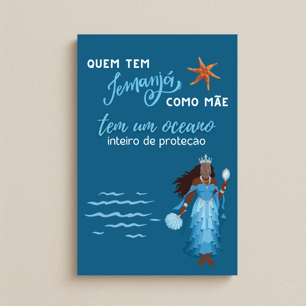 Imagem Quadro Decorativo Iemanjá Umbanda Candomblé | Orixá Rainha do Mar | MDF 15x20 | Decoração Espiritual Afro-Brasileira