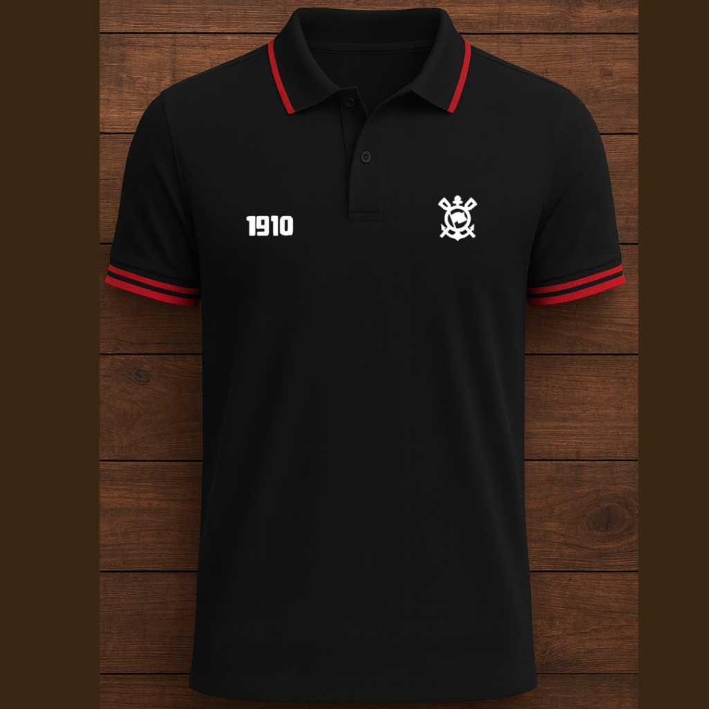 Camisa Polo Times de Futebol Timão 1910 Corinthian s  Gola Clássica Confortável Casual Primavera