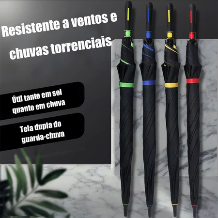 Guarda-chuva grande automático para verão, com fibra de vidro resistente e durável - Reforçado para Tempestade！