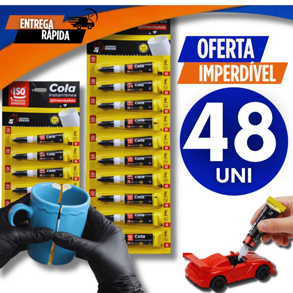Conjunto 48 Unidades - Super Cola Instantânea Cola Borracha Madeira Bond Secagem Rápida Premium Utilidades