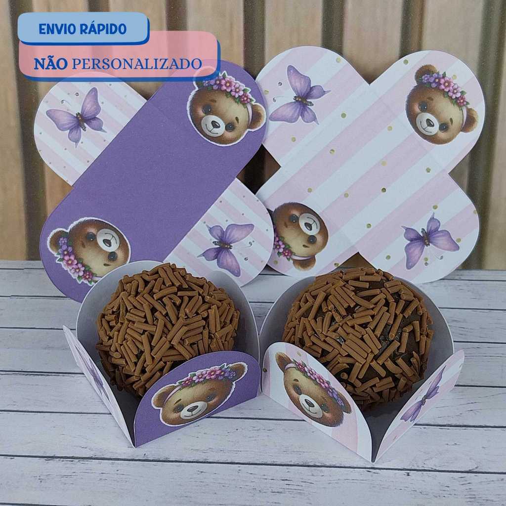 100 Forminhas para doces URSINHA LILÁS - Forminhas Brigadeiro - 4 pétalas- Festa de aniversário