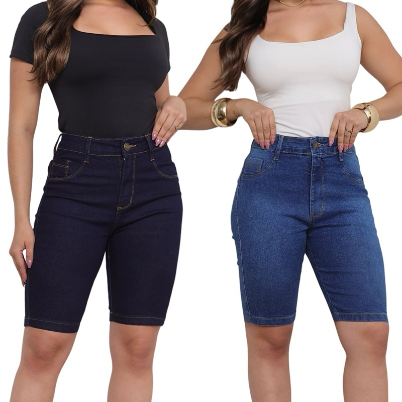 KIT BERMUDA CICLISTA FEMININA COS ALTO COM ELASTANO SHORT MEIA COXA COM ELASTANO em Oferta na Shopee