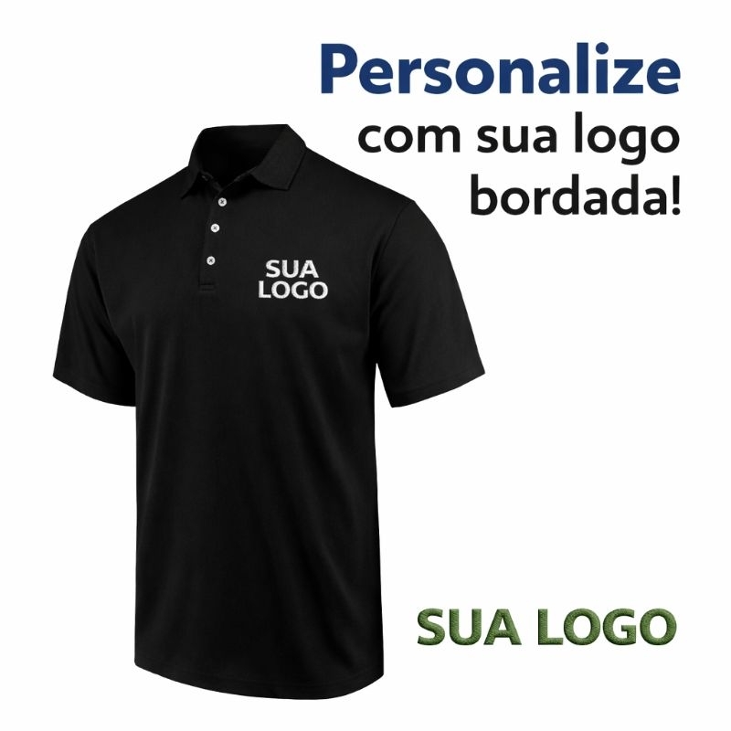 Camiseta Camisa Polo Bordada com Logo Personalizado Premium
