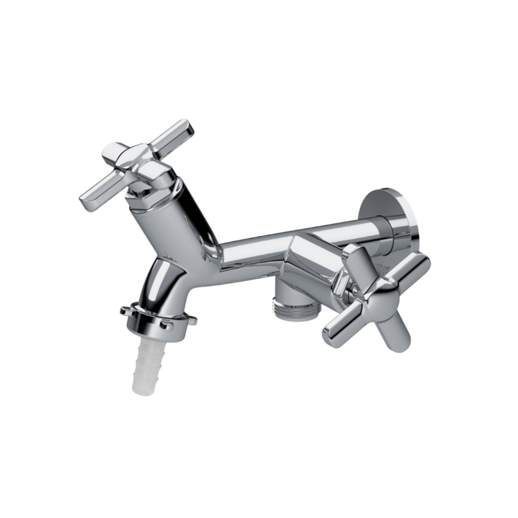 Torneira Dupla Cromada Tanque/Máquina Cruzeta Kit Com 3 Unidades