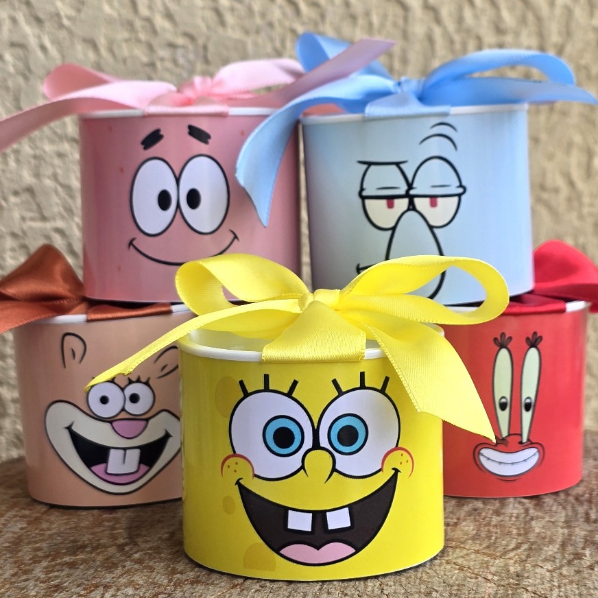 Kit tubolatas personalizadas BOB ESPONJA PERSONAGENS | Lembrancinha maternidade | aniversário | chá de bebê | 5x6